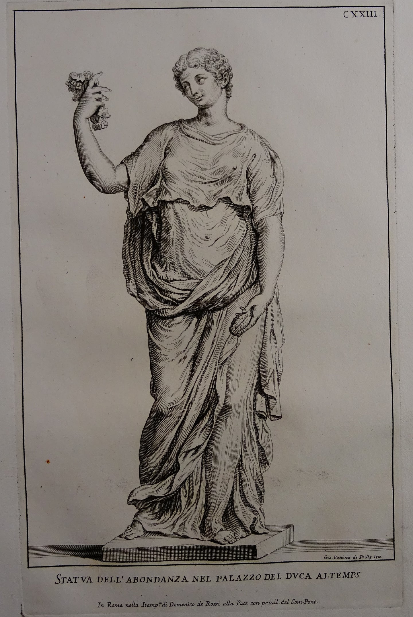 CXXIII / Abbondanza- Raccolta di statue antiche e moderne data in luce...  - 1704 - Paolo Alessandro Maffei