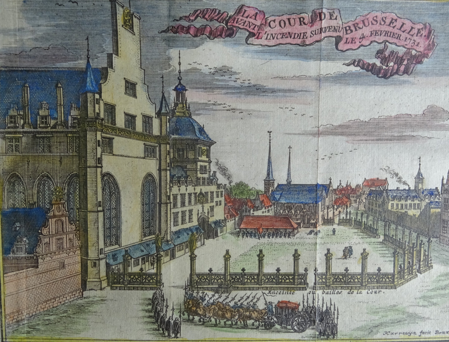 La Cour de Brussel ( Baliënplein Brussel )- Harrewijn - ca  1743
