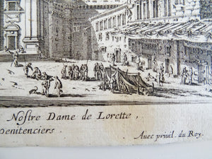 Veue de la place et de l'eglisede Notre Dame de Lorette et du Logement des peres penitenciers